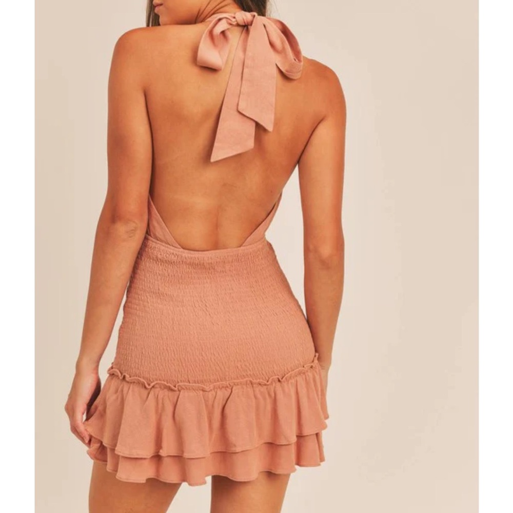 Mable Halter Mini Dress Ruffle Hem‎ Medium M - Picture 2 of 8